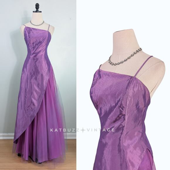 Vintage Morgan Co Prom Dress Maxi Gown 4 Purple Fairy Princess 90S Y2K Tulle - Picture 1 of 11